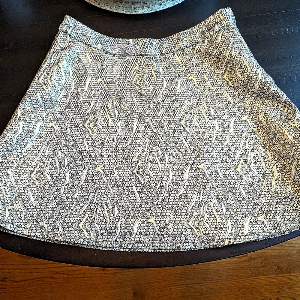 Francesca's Gold and Black Short Skirt. Large